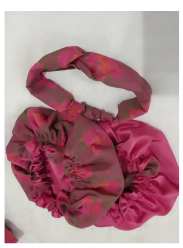 Pink African print bonnets with satin lining
